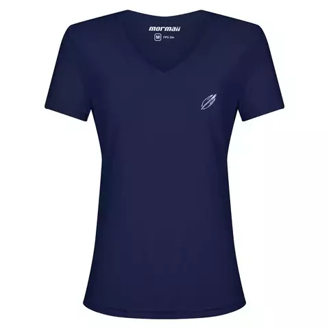 CAMISETA FEMININA MANGA CURTA DECOTE V BEACH SPORTS MORMAII 2733 AZUL MARINHO