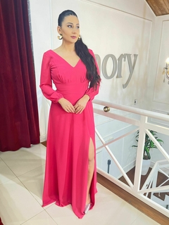 Vestido longo, rosa