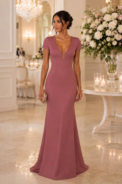 Vestido rosa longo