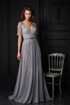 Vestido longo cinza - comprar online
