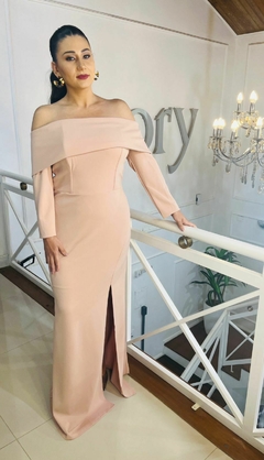 Vestido longo, nude rose
