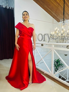 Vestido longo, vermelho