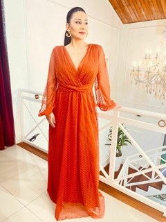 Vestido longo, terracota