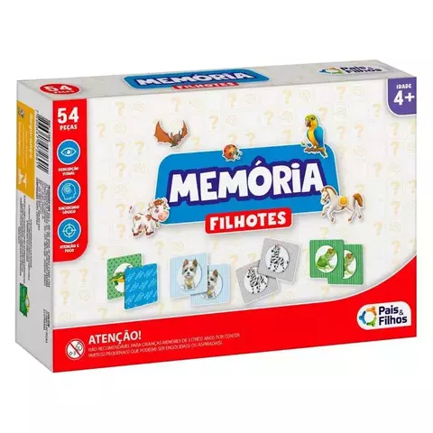 Jogo da Memória Filhotes 54 Peças - Pais & Filhos