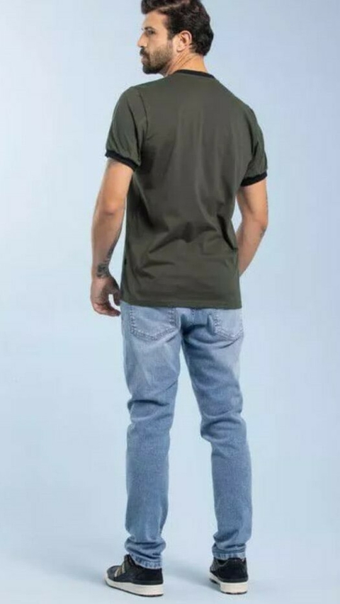 Camiseta Masculina Ribana Contraste