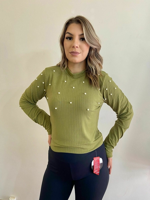 Blusa com aplicação de Pérolas - comprar online