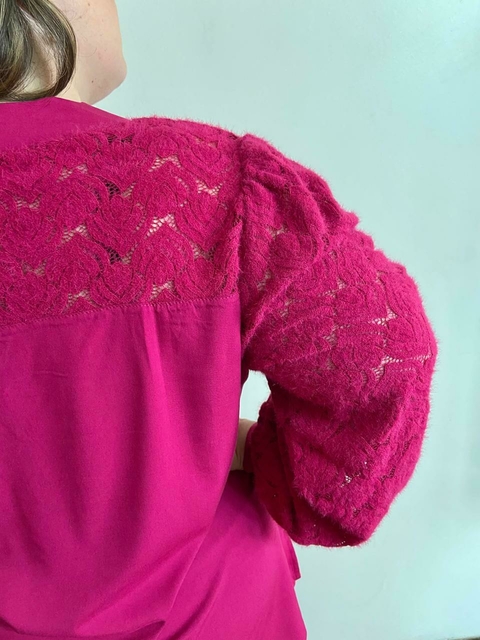 Camisa Brocado Fucsia
