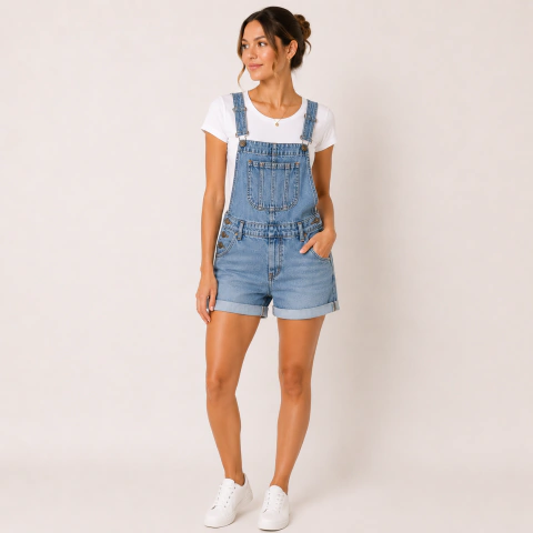 Macacão de shorts jeans