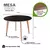 Mesa de Madeira Redonda 120cm Preto - Dina - loja online
