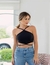 Cropped preto canelado - comprar online