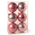 Bola Natal Rosa Lisa/craquelada Premium 8cm 6und Cromus