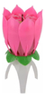 Vela Flor Musical Fixa Flor De Lotus Aniversário Cor Rosa