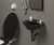 Lavatório Plástico Preto Kit Instalação 3,8l 36x28cm Astra - comprar online