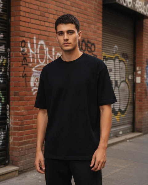 REMERA OVERSIZE LISA NEGRO - comprar online