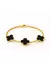 Pulseira Dourada Trevos Zircônia Preta - comprar online