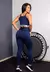 Calça Legging Cintura Alta + Cropped Alcinha Cinza Marinho com Elásticos Conjunto Fitness | REF: CCA5 - Good Girl