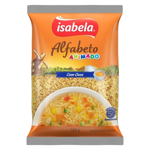 Macarrão Isabela Alfabeto Animado com Ovos 500g