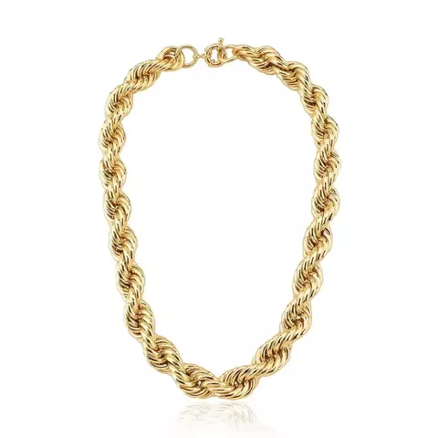 CORRENTE BAHADA A OURO CORDÃO BAIANO LISO COM FECHO BOIA 14MM 45CM - GARRIDO SEMIJOIAS