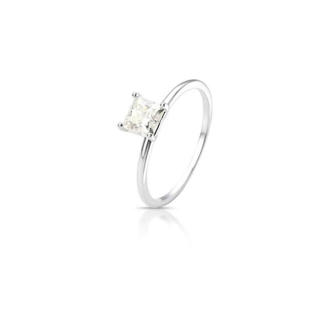 Anel com Pedra Moissanite 5 mm Branca Banho em Ródio