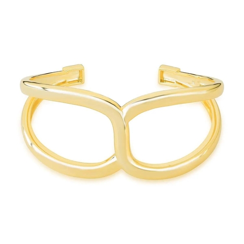 GARRIDO SEMIJOIAS Bracelete Duas Voltas com Abertura Vazado Banho a Ouro