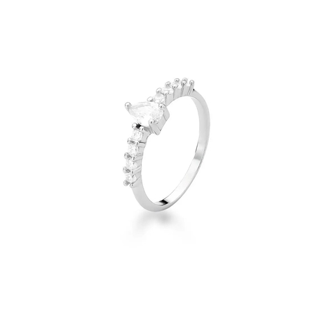 ANEL COM CRISTAIS FUSION DE GOTA E REDONDO -PRATA COM BANHO A RÓDIO - GARRIDO SEMIJOIAS