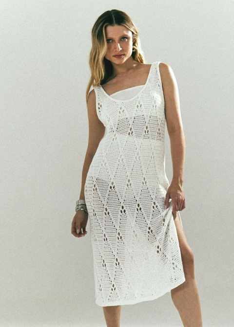 Saída de Praia Maria Clara Tricô Off-White - comprar online