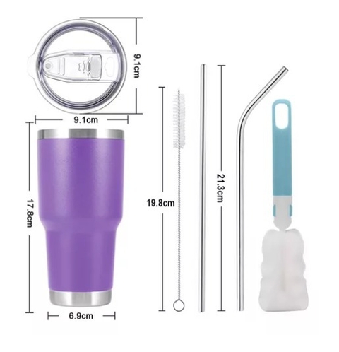TER30BD02 CAJA 25 PZ Vaso Térmico De 30oz Acero Inoxidable Con Popote Y Cepillo - comprar en línea