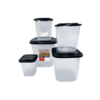 Kit 5 Potes Comuns para Mantimentos Com Tampa 5 Peças Preta - comprar online