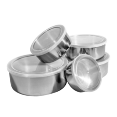 Conjunto De Tigelas Aço Inox 5 Peças Com Tampa Resistente - comprar online