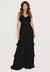 Vestido Bisô Longo Crepe Babados Preto - comprar online