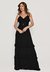 Vestido Bisô Longo Crepe Babados Preto - loja online