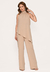 Conjunto Bisô Calça e Blusa Crepe Bege - comprar online