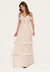 Vestido Bisô Longo Crepe Babados Areia - comprar online