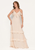 Vestido Bisô Longo Crepe Babados Areia - loja online