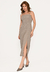 Vestido Bisô Midi Alfaiataria Risca de Giz Cinza - comprar online