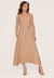 Vestido Bisô Alfaiataria Marrant Midi Liso Bege - loja online