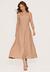 Vestido Bisô Alfaiataria Marrant Midi Liso Bege - Bisô Atacado