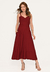 Vestido Bisô Alfaiataria Marrant Midi Liso Vinho - comprar online