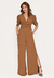 Macacão Bisô Pantalona Fendas Liso Caramelo - comprar online