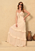 Vestido Bisô Longo Crepe Babados Areia