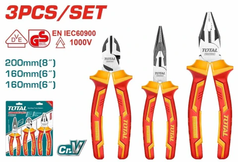 Kit de 3 pinzas aisladas 1000 V industriales TOTAL THT2K0302