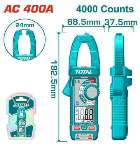 Pinza amperométrica digital AC 400 A True RMS Total