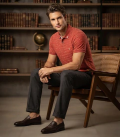 Polo Masculina Em Meia Malha Fio Tinto Diametro