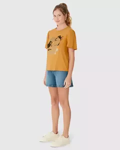Imagem do Camiseta Feminina Manga Curta Franzida Estampa Foil Em Viscose Stretch
