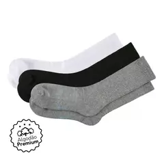 KIT 3 PARES DE MEIAS CANO ALTO ALGODAO - comprar online