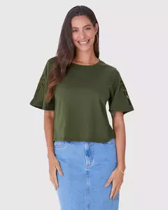 Blusa Malwee Bordado Na Manga Em Malha Algodão Comfy - loja online