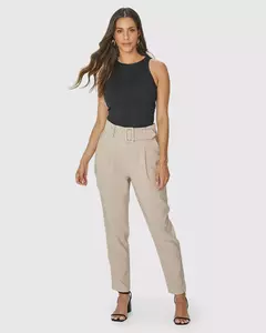 Calça Alfaiataria Feminina Com Cinto E Bolso Lateral - comprar online