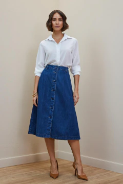 SAIA JEANS MIDI-PREGAS E BOTOES