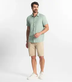 Camisa Masculina Viscose Lisa Com Bordado Diametro - Ellos da Moda