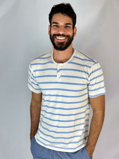 Camiseta Lino Trendi Botão na internet
